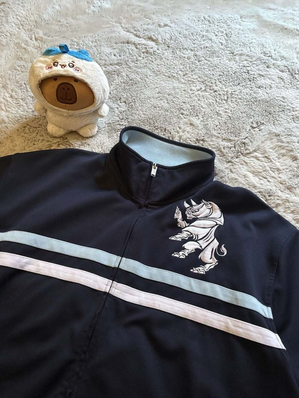 Ecko Unltd. Men's Navy Blue Full Zip Track Jacket with Embroidered Rhino Logo